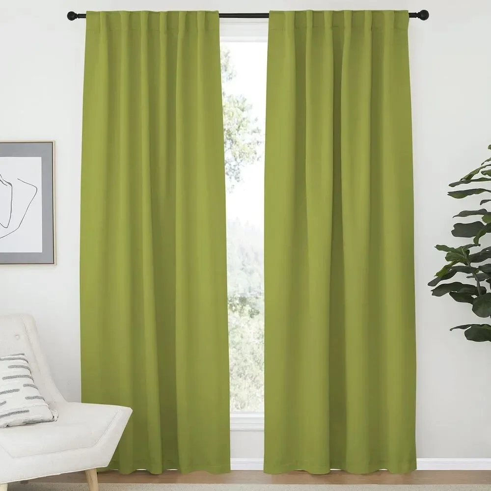 NICETOWN Grass Green Blackout Curtains 52x95 Set of 2 Window Panels 84
